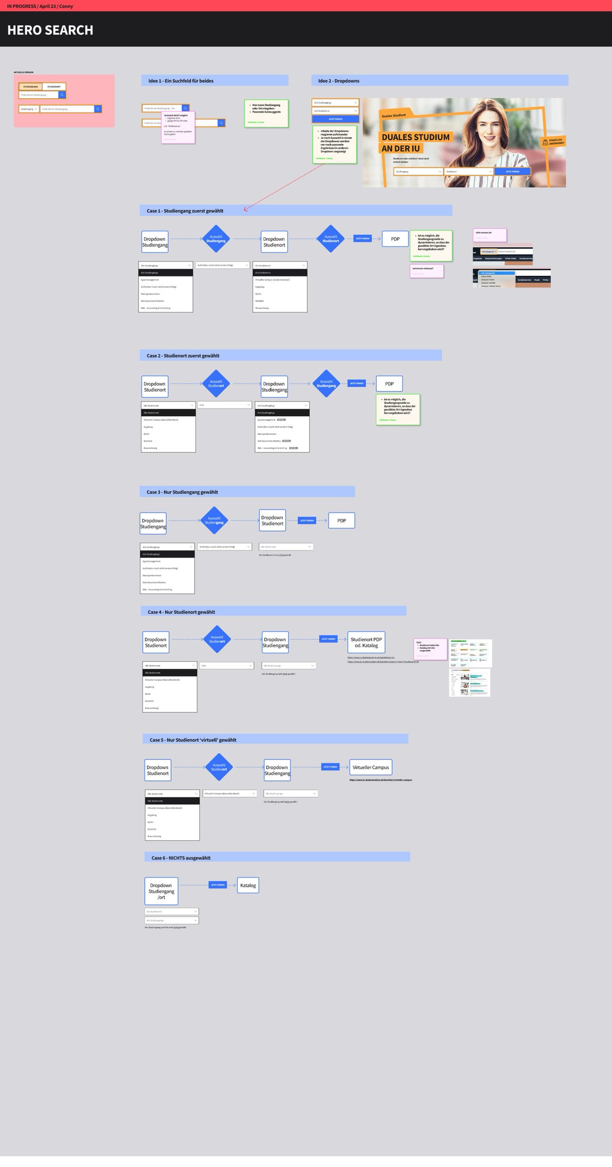 Hero and search flow for the programme finder, every state drawn before build.