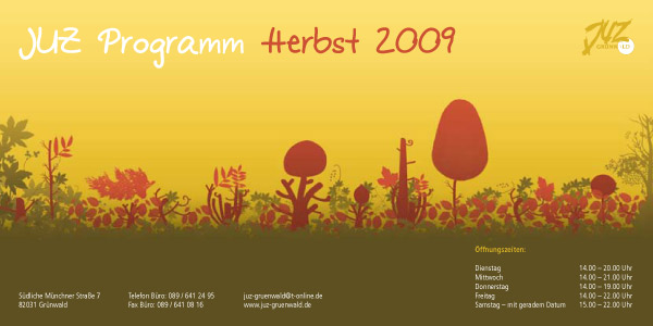 Seasonal programme flyer for a youth centre, autumn edition.