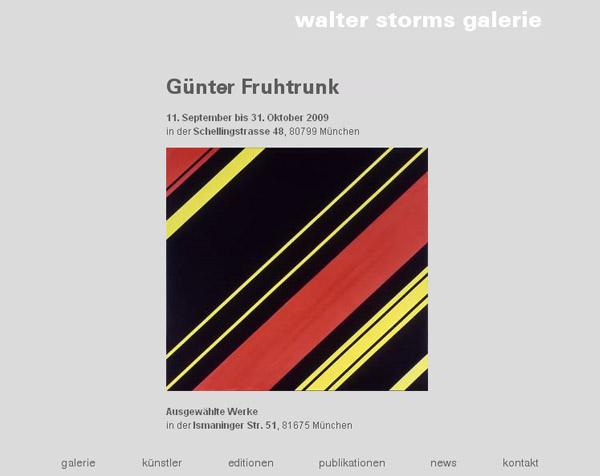 Exhibition website for a contemporary art gallery in Munich.